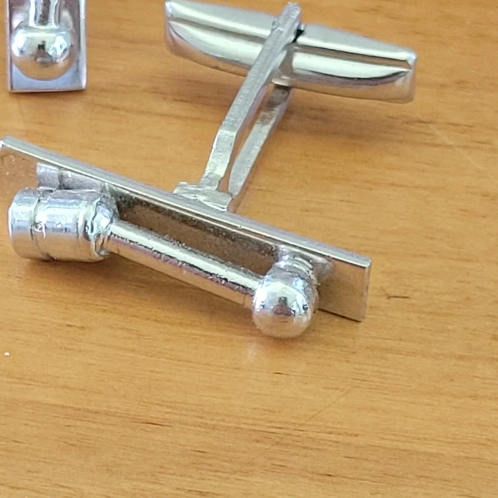 Vintage Silver Tone Gavel Cufflinks Pair Pat Pend MCM Mid Century Men